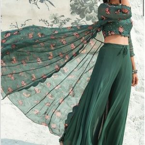 Indian Crop Top with Palazzo Pants (3-piece set)